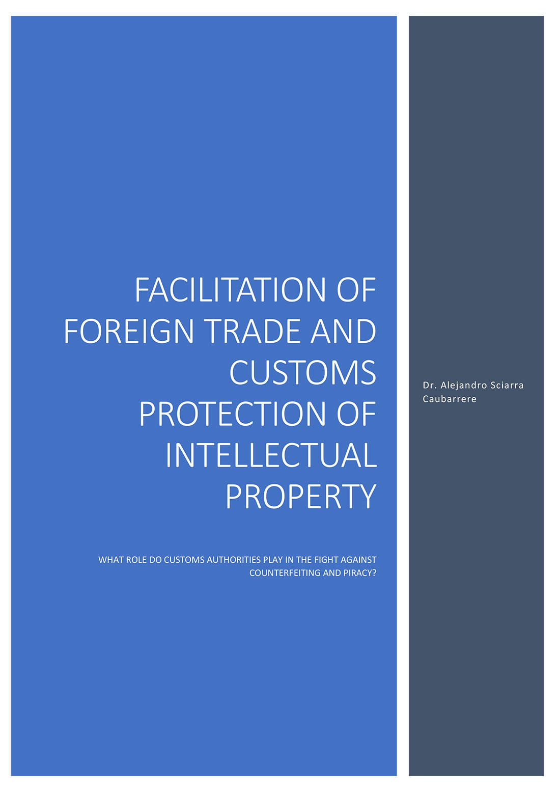 SCIARRA & ASOC FACILITATION OF FOREIGN TRADE AND CUSTOMS PROTECTION OF INTELLECTUAL PROPERTY