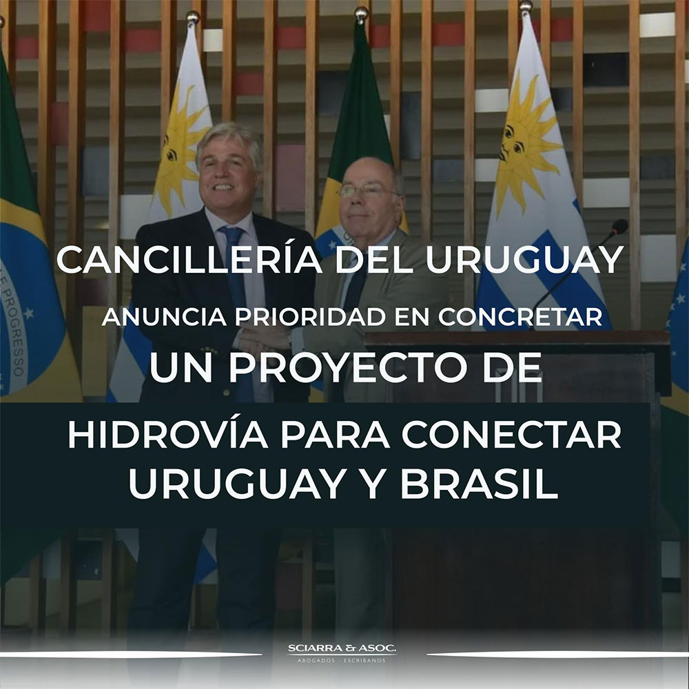 SCIARRA & ASOC The Uruguayan Foreign Ministry announced that it will be a priority to carry out a project for a waterway between Brazil's Laguna de los Patos and Laguna Merín, 800 kilometers long.